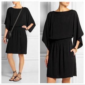 Toteme Havana Crepe Black Drapey Kimono Sleeve Dress